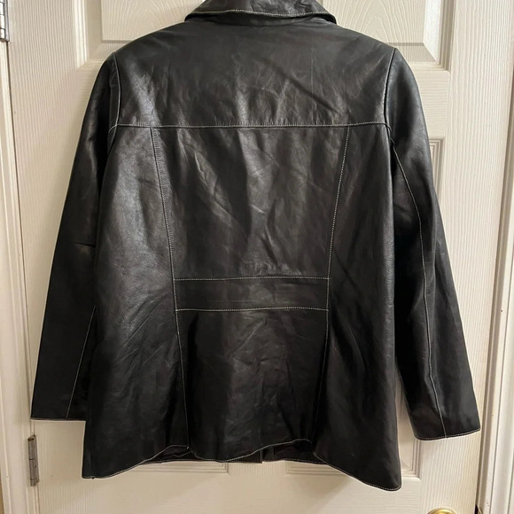 MOSSIMO~BLACK 100% LEATHER JACKET~16W - Picture 4 of 11